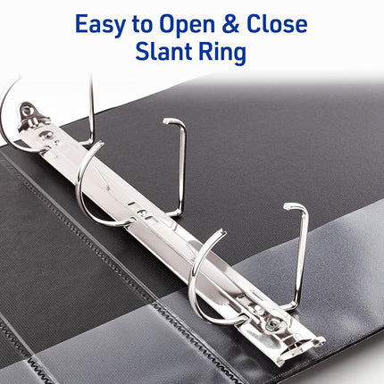 Avery Durable View 3 Ring Binders, 2 Inch Slant Rings, 530-Sheet Capacity, DuraHinge, 2.8 Inch Wide Spine, Customizable Clear Covers and Spine, Dark Blue Binders (4-Pack of 17034)