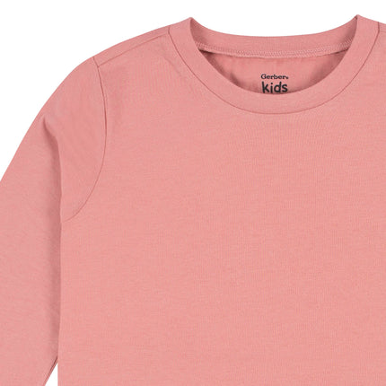 Gerber Baby Toddler 5-Pack Solid Long Sleeve T-Shirts Jersey 160 GSM, Pink, 12 Months