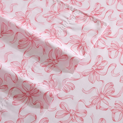 Betsey Johnson - Full Sheet Set, Soft & Lightweight Bedding, Fade & Wrinkle Resistant (Ballet Bows Pink, Full)