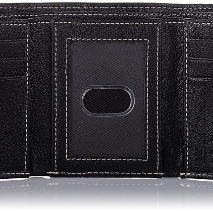 Timberland Men's Leather RFID Blocking Trifold Wallet Travel Accessory-Tri-Fold, Black, One Size