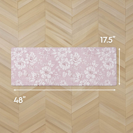 Laura Ashley - Anti-Fatigue Kitchen Mat, Iris Floral Design, Stain, Water & Fade Resistant, Cooking & Standing Relief, Non-Slip Backing, Measures 17.5" x 48", Soft Pink Iris