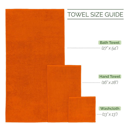 Elegant Comfort Luxury 6-Piece 100% Turkish Cotton Jacquard Braided Textured Premium Hotel Quality Towel Set– Soft and Absorbent, Includes 2 Bath Towels, 2 Hand Towels and 2 Washcloths, Vibrant Orange