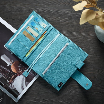 Ox Knight Leather A6 Notebook Cover - Deluxe Planner Cover Fits Hobonichi Techo, Stalogy, Midori MD Planner, and More - with Pen Loop, Card Slots, Back Pocket, and Bookmarks (Light Blue), 5.12Wx6.61L