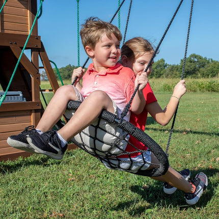 Backyard Discovery Cedar Cove Swing Set | 3m Slide, Tube Slide & Rock Wall