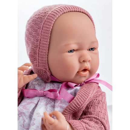 JC TOYS - La Newborn Baby Doll, 38 cm, Soft Vinyl, Royal Collection, Clothes with Toile de Jouy Pattern, Pacifier and Plush Toy, Girl, Pink, Designed in Spain by Berenguer, 2 years