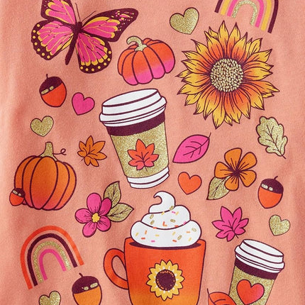 The Children's Place Girls All Holidays Short Sleeve Graphic T-Shirts,multipacks, Unicorn/Pumpkin Spice/Fall Icons, X-Large