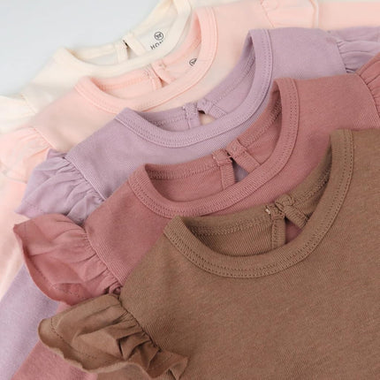 HonestBaby - Organic Cotton Long Sleeve Bodysuit for Babies and Girls, Pack of 5 Autumn Roses, 0-3 Months