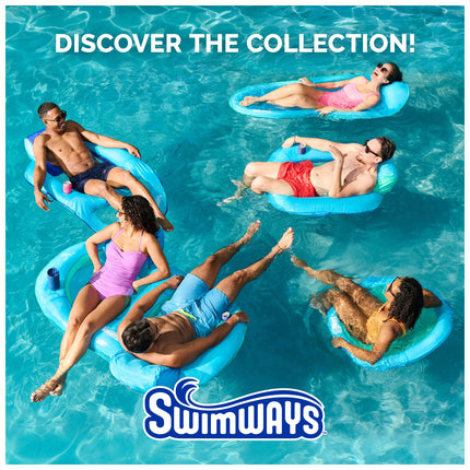 Flotador prémium SwimWays Spring Float Papasan para piscina, hinchable para adultos con inflado rápido para mayores de 15 años, azul cielo