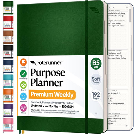Purpose Planner Notebook B5 7.5”x9.8” Undated Dail