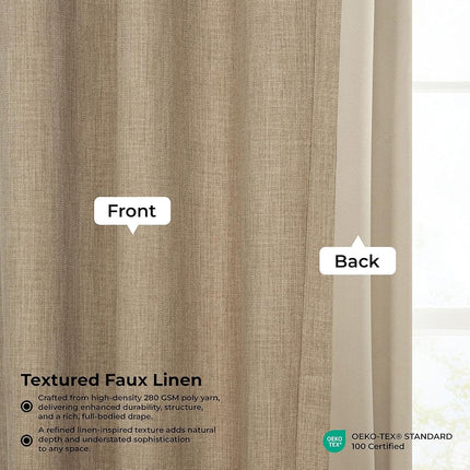 HPD Half Price Drapes Cortinas opacas de lino sintético texturizado para dormitorio de 120 pulgadas de largo (1 panel), cortinas extra anchas de 100 pulgadas de ancho x 120 pulgadas de largo para sala de estar, decoración del hogar, color Nomad Tan