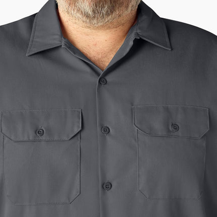 Dickies Men's Short Sleeve Work Shirt, Charcoal, Extra Large