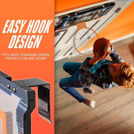 NERF Over the Door Mini Basketball Hoop Set - Pro Hoop Mini Hoop Set with NERF Foam Basketball - Steel Rim Great for Dunking - Perfect Bedroom + Office Accessory Hoop
