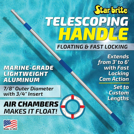 STAR BRITE Extend-A-Brush Handles - Fixed & Telescoping Floating Handles - Quick Connect for Boat, RV, Pool, Auto, Home Cleaning - Durable, Versatile Extension Handles for Multiple Accessories