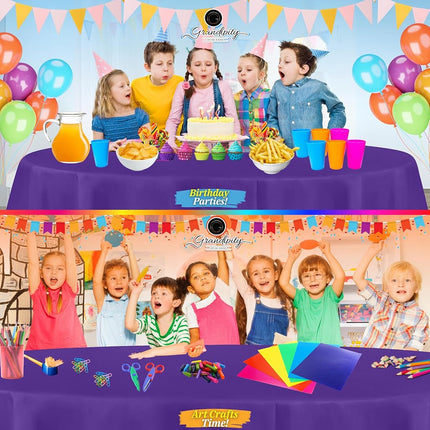 Purple 12 Pack Premium Disposable Plastic Tablecloth 84" Inch Round Table Cover By Grandipity