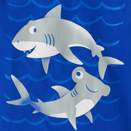 The Children's Place Baby and Toddler Boys' Animal Short Sleeve Graphic T-Shirts, Multipack, Tiger/Giraffe/Monkey/Shark, 4T