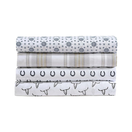 Wrangler- King Sheet Set, Silky & Lightweight Bedding Set, Yellowstone Inspired, Casual Home Décor (Steer Skulls Black, King)