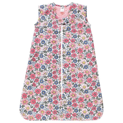 Hudson Baby Unisex Baby Plush Faux Fur Sleeping Bag, Wearable Blanket, Pink Blue Pretty Floral, 6-12 Months