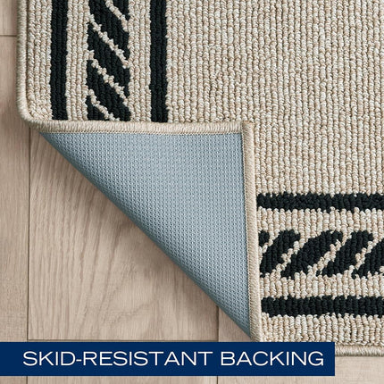 Nautica – Runner Rug | Indoor Runners for Hallways and Entry Rugs| Non-Slip and Non-Skid Entry and Kitchen Door Mat| Machine Washable Entryway Carpet Rugs | 2'2" x 8'| Rope Border Natural Twist