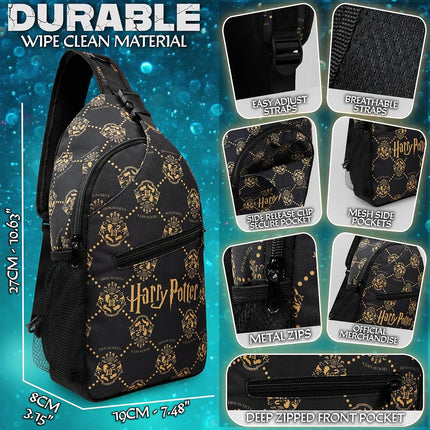 Get Trend Children's Shoulder Bag Multi-Pocket Bags Youth Travel Accessory with Adjustable Strap Gift for Children, Black Harry Potter, 27x19x8cm