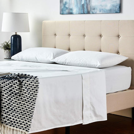 Nautica - Queen Sheet Set, Cotton Percale Bedding Set, Crisp & Cool, Lightweight & Breathable (White, Queen)
