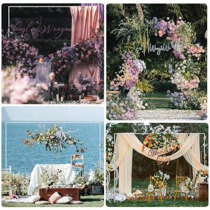 Wokceer Wedding Arch Backdrop Stand Square 8 x 8 FT White Backdrop Stand Metal Balloon Arch Frame for Wedding Birthday Party Garden Arbor Anniversary Event Decor