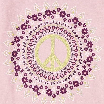 The Children's Place Girls Short Sleeve Graphic T-Shirt, Peace Sign/Butterfly, X-Small
