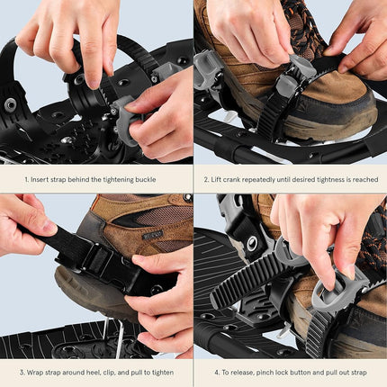 Retrospec Drifter Snowshoe for Men & Women - Aluminum Frames & a Double-Rachet Binding System - Lightweight All Terrain Snow Shoes with Heel Lifters & Pivot System - 30" Black Ice