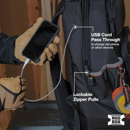 Klein Tools 62201MB MODbox Electrician's Tool Backpack, Customizable Mobile Workstation with 32 Pockets for Maximum Tool Storage