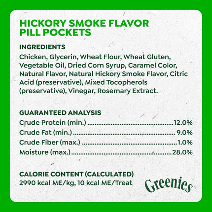 Greenies Pill Pockets for Dogs Small Size, Soft Dog Treats, Hickory Smoke Flavor, 3.2 oz. Pouch (30 Treats)