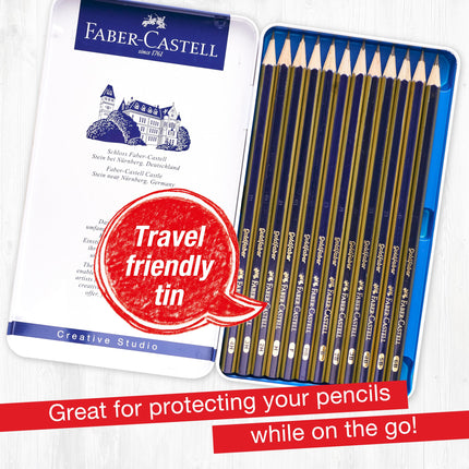 Faber-Castell Graphite Pencils Drawing Set: 12 Art Pencils for Sketching (4H-6B), Shading Pencils for Drawing and Sketching