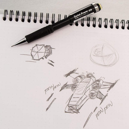Portaminas Pentel Twist-Erase III, paquete de 12, 0.9 mm, cuerpo rojo (QE519B)