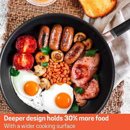 Meyer Accent Series Non Stick Frying Pan 28cm - Large Induction Frying Pan with Ergonomic Silicone Handles, Oven & Dishwasher Safe Durable Cookware, Matte Black