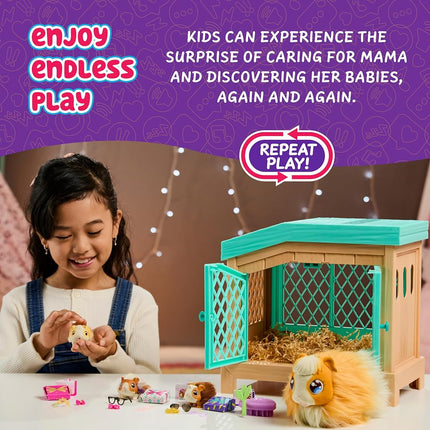 LLP Little Live Pets 26410 Soft, Interactive Mama Guinea Pig and her Hutch, and her 3 Surprise Babies. 20+ Sounds & Reactions. Batteries Included. for Kids Ages 4+,7.8 x 11.93 x 11.38 inches