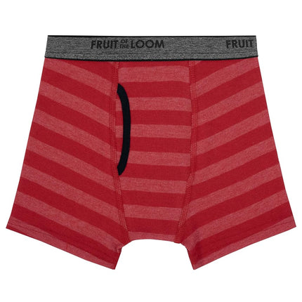 Fruit of The Loom Boys' Tag Free Cotton Boxer Briefs, Boy - 10 Pack - Traditional Fly Stripes, Medium