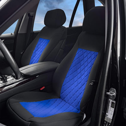 FH Group Front Set Neosupreme Car Seat Cover for Low Back Seats with Removable Headrest, Universal Fit, Airbag Compatible, Seat Cover for SUV, Blue/Black