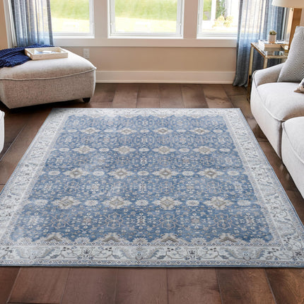 Wyatt & Ash Dream Mink Washable Rug Willa Blue/Tau