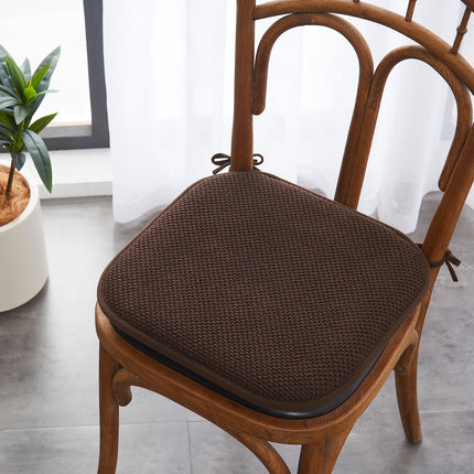 Elegant Comfort, paquete de 2 fundas para cojines de silla, reverso de goma antideslizante, 16 x 16 pulgadas, fundas gruesas para asiento de forma cuadrada para comedor, cómodas almohadillas texturizadas para silla con lazos, patrón de panal, color marrón