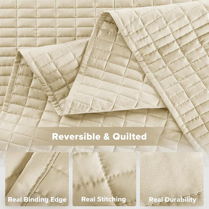 Comfort Spaces All Season, Lightweight, Coverlet Bedspread Bedding, Matching Shams, Microfiber, Ivory, Quilt King/Cal King(104"x90")