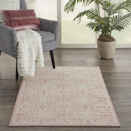 Nourison JUB06 Jubilant Transitional Floral Ivory/Light Blue Area Rug 5'XROUND