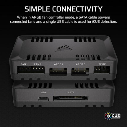 CORSAIR COMMANDER DUO iCUE LINK RGB Lighting and PWM ARGB Fan Controller – Control 12 Daisy-Chained PWM Fans, Two Flexible Temperature Sensors Included – Black