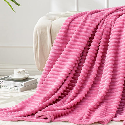 BEDELITE Fleece Blanket Twin Size – 3D Ribbed Jacq