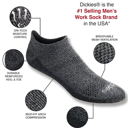 Dickies Men's Dri-tech Moisture Control No Show Socks, Available in M-XXL (6, 12, Brown (6 Pairs), Large (Pack of 12)
