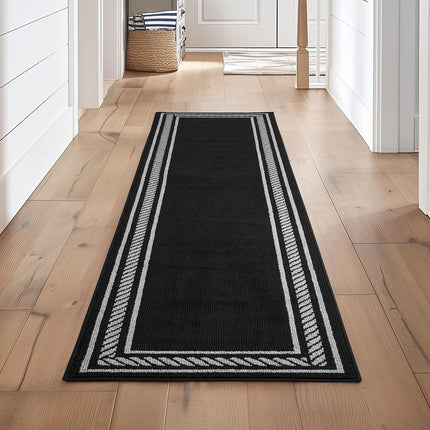 Nautica – Alfombra de Pasillo | Alfombras para Interiores, Pasillos y Entradas | Felpudo Antideslizante para Entrada y Cocina | Alfombras de Entrada Lavables a Máquina | 0,76 m x 3,05 m | Borde de Cuerda Negro