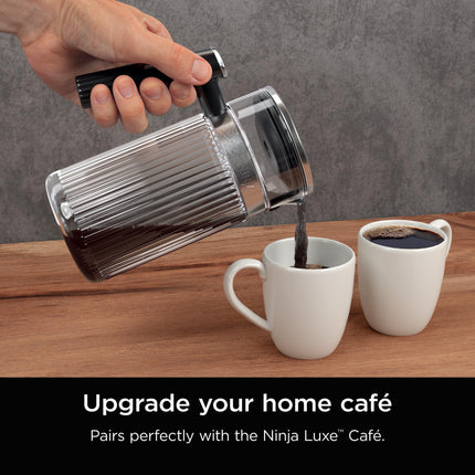Jarra compartible Ninja Luxe Café de 28 oz, para espresso y café, jarra de vidrio, para bebidas frías o calientes, accesorios para máquina de espresso, XSKSHRBLEPTCHR
