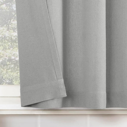 Archaeo Cotton Blend Button Tab Top Cafe Curtain Valance, 54" x 14", Gray