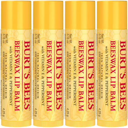 Burt's Bees Beeswax Lip Balm Pack, 0.15 oz / 4.25 g, 4-Pack