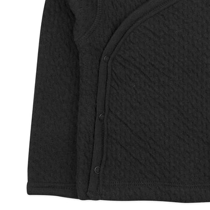 HonestBaby Baby Girls' Organic Cotton Matelasse Side Snap Top T-Shirt, Black, Newborn