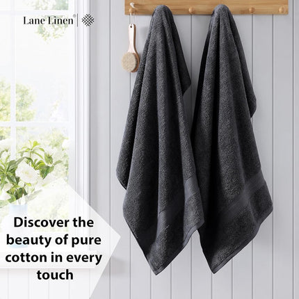 LANE LINEN 4 Pack Bath Towel Sets for Bathroom - 100% Cotton Bathroom Towels, Ultra Soft Cotton Towels, Quick Dry Bath Towels for Bathroom, Premium Spa Quality Bath Towel Set (28" x 54") - Black