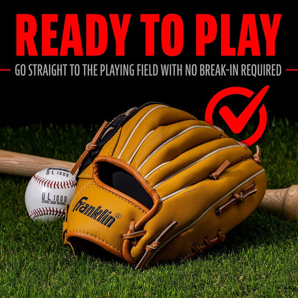 Franklin Sports Baseball and Softball Glove - Field Master - Baseball and Softball Mitt, 12" - Trapeze Web, Tan