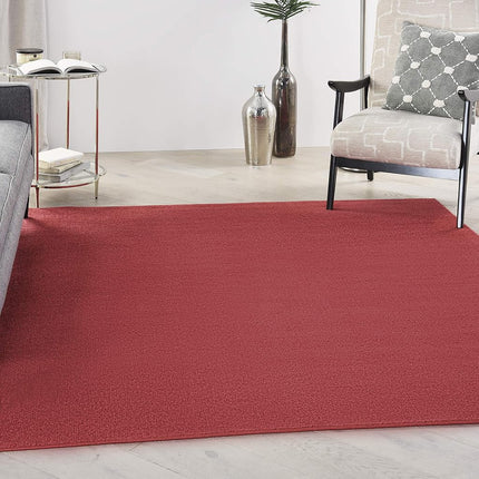 Nourison Essentials Indoor/Outdoor Brick Red 7' x Square Area Rug, Easy Cleaning, Non Shedding, Bed Room, Living Room, Dining Room, Backyard, Deck, Patio (7 Square)